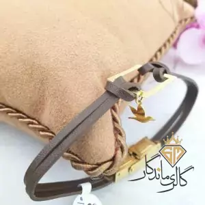 دستبند چرم و طلا