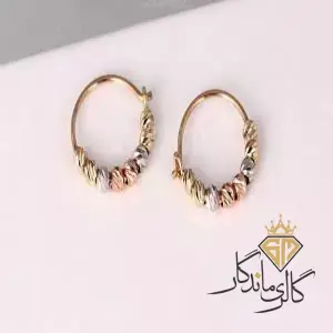 گوشواره طلا سه رنگ کوچک