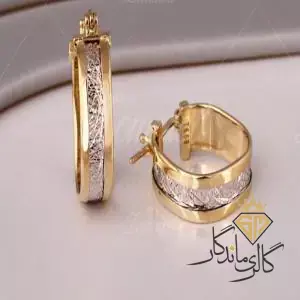 گوشواره طلا مربعی دو رنگ