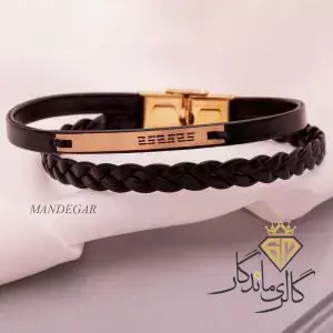 دستبند طلا چرم مردانه ورساچ