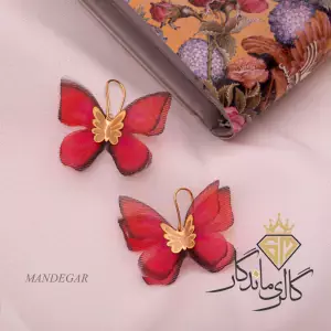 گوشواره طلا پروانه پارچه ای