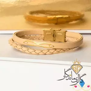 دستبند طلا چرم زنانه بی نهایت