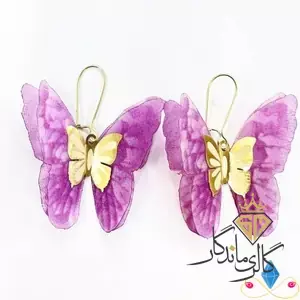 گوشواره طلا پارچه ای بنفش