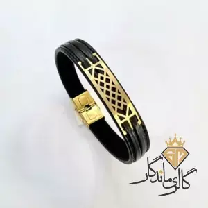 دستبند طلا چرم مشکی