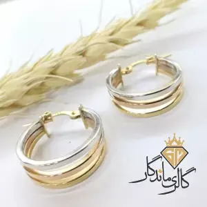 گوشواره طلا سه رنگ آینه ای