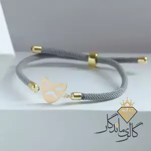 دستبند طلا نخی طوسی طرح ماسک 