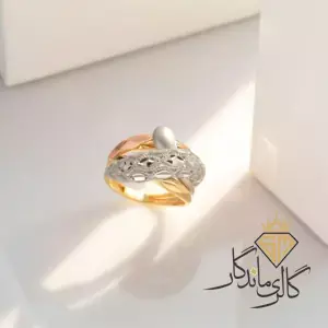 انگشتر طلا دو رنگ گندمی 